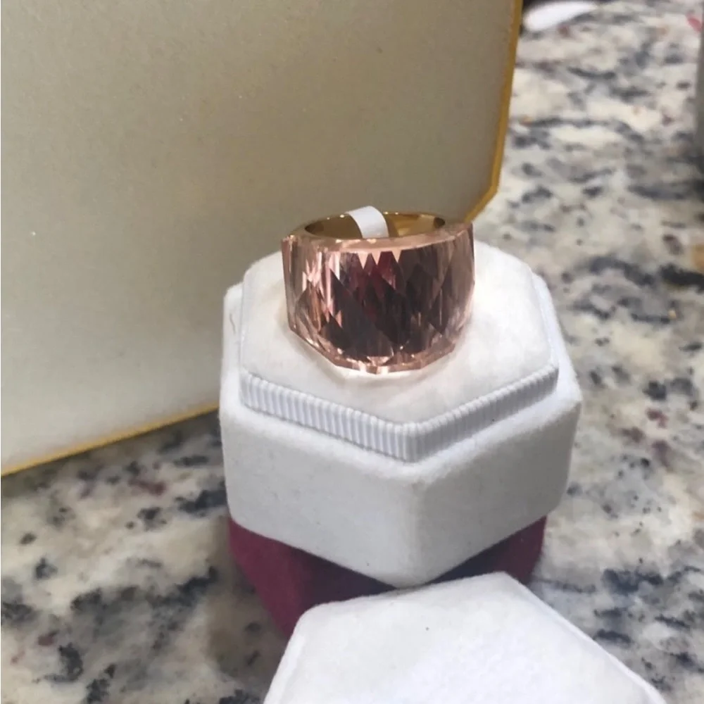 Swarovski elements ring size 8 amber shade gold plated nirvana SSBG8